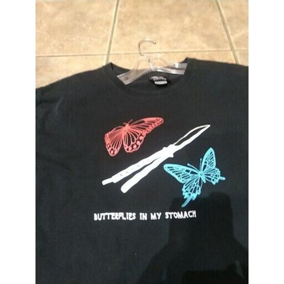 Buffalo Butterflies in My Stomach Knife Black Shirt Large LG L - Picture 1 of 9